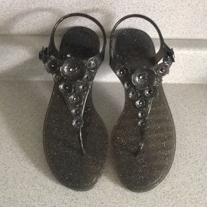 Coach black jelly thong sandals new!